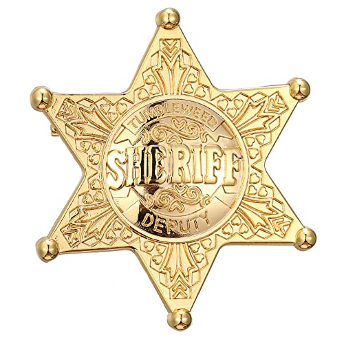 Western Cowboy Deputy Sheriff Badge Pin Brooch,School Carnival Party Play Props Prizes Gifts Toy for Kids Dance Girls Adults,Halloween Masquerade Old Costume Holster Medals Decorative Ornament