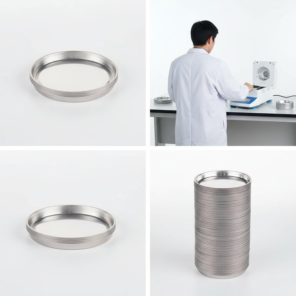 50Pack Reusable Aluminum Sample Pans for Moisture Analyzers, Weighing Dishes, 58ml (103x8mm)
