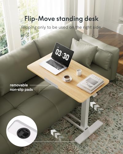 Image of FLEXISPOT H7 PRO Mobile Standing Desk Adjustable Overbed Table Pneumatic with Wheels 55Tiltable Portable Laptop Desk Rolling Computer Cart Foldable Bedside Table(27.6 inch W x 15.7 inch D, Maple)