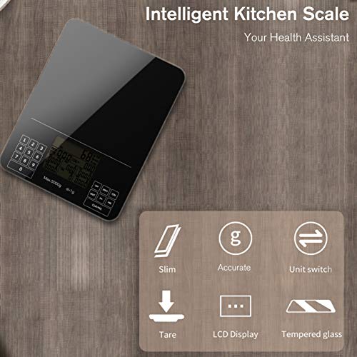 Kiaya Balança Smart Food Balança de cozinha digital Escala nutricional inteligente Balança de alimen
