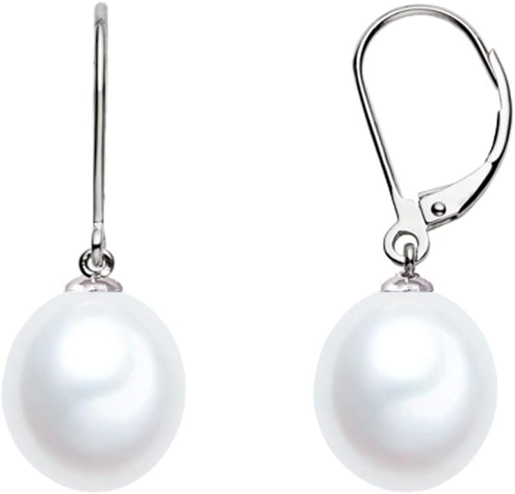 Sterling Silver AAAA Quality White Drop Shaped Freshwater Cultured Pearl Dangle Earrings for Women - PremiumPearl