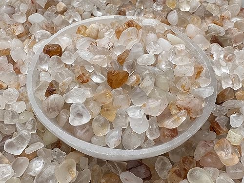 Image of 2 oz Lot Natural Semi Tumbled Gemstone Chips, Crushed Mini Crystals, Undrilled Crystal Chips (Golden Healer Quartz)
