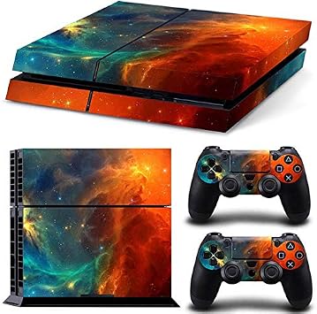 Playstation 4 Konsolu Dualshock 2 Kontrol Cihazlar  i in PS4 Kaplama Seti Vinil  kartma  kartma - Turuncu Galaksi