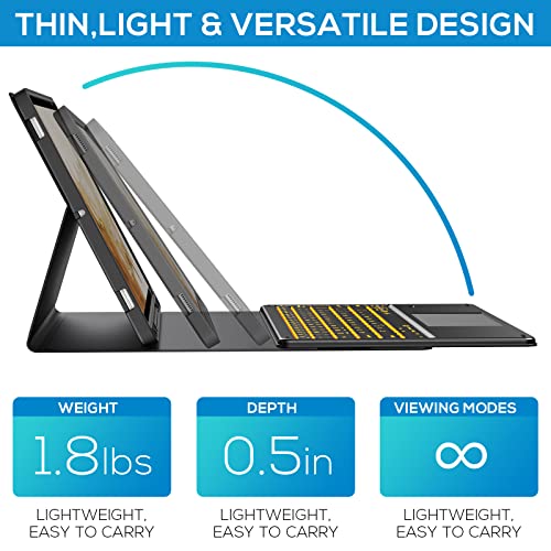 Typecase Keyboard Case For Galaxy Tab S8 Plus - 12.4" - 2022 - Smart Trackpad - Slim Keyboard With S Pen Holder - 7 Colors Backlight - Protective Stand Cover For Tab S7 Fe 2021 & S7 Plus 2020 - Black #TOP6