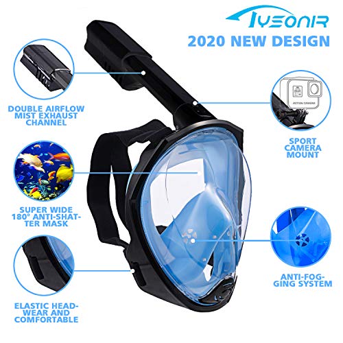 Foldable Full face Snorkeling mask with New Safety Breathing System, 180-degree Panoramic View, Waterproof and Anti-Fog, with Camera Stand, Universal Snorkeling mask(L/XL) - Thumbnail 3