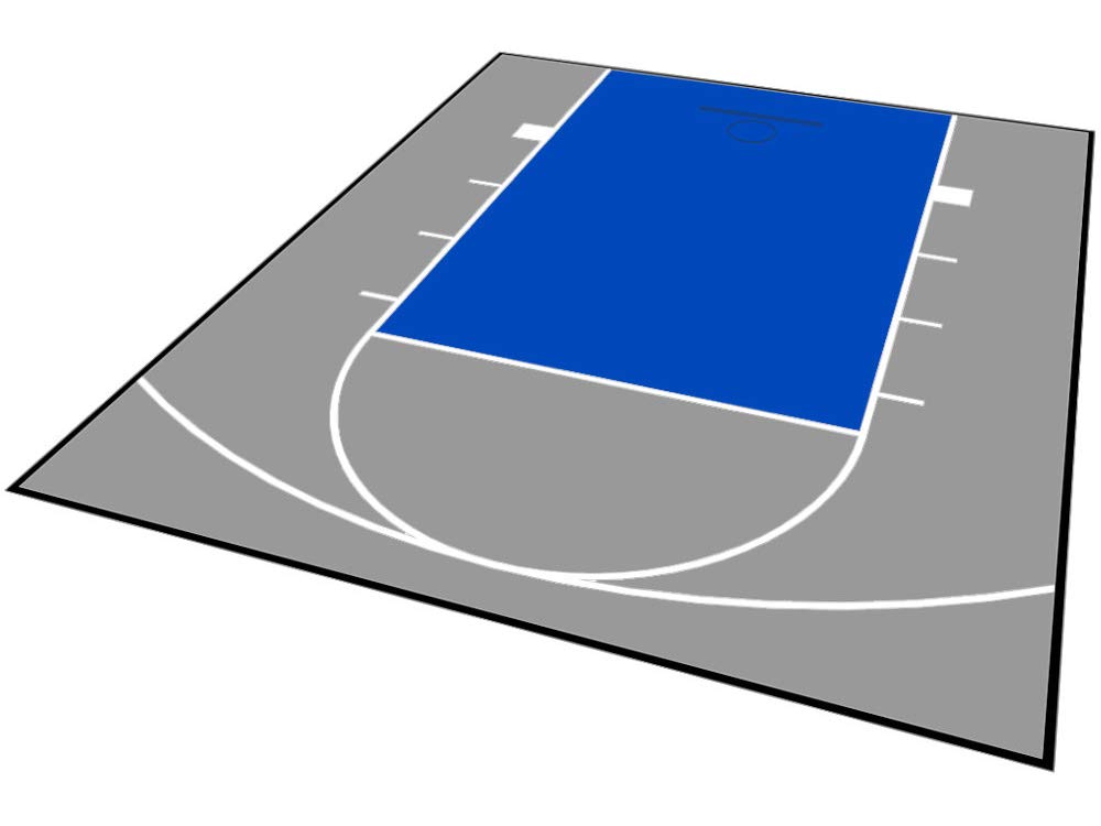 MODUTILE Outdoor Basketball Half Court Kit 20ft x 24ft -Lines and Edges Included-Made in The USA (Gray/Blue)