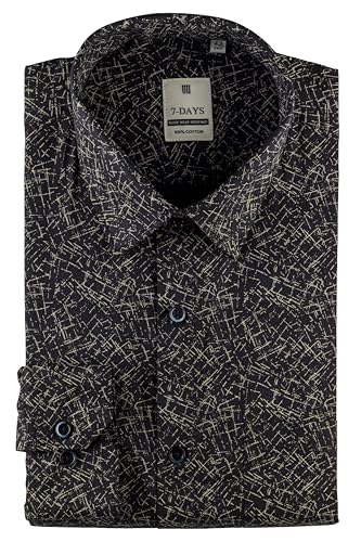 Image of 7-DAYS Men's Premium Printed Shirt - 100% Cotton, Regular Fit, Full Sleeve, with Pocket - Versatile for Formal Occasions and Casual Wear