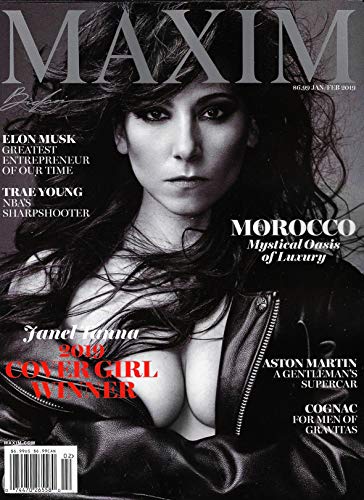 MAXIM Magazine January February 2019 JANEL TANNA Cover, Elon Musk, Trae Young, Morocco, Aston Martin, Cognac