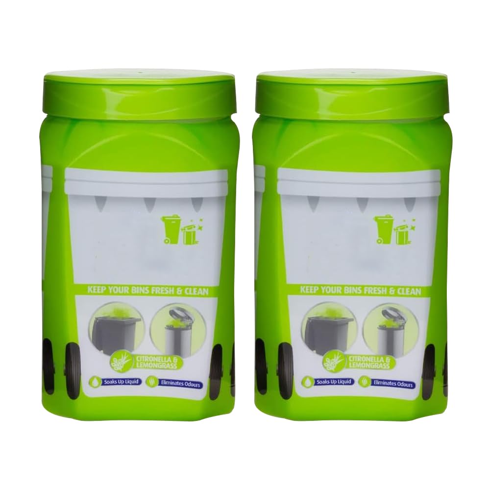 Pack of 2 Bin Brite Citronella & Lemongrass 500g Odor Neutralizer Green Keep Your Bins Fresh and Clean Fragrance Burst Soaks Up Liquid and Quickly Eliminates Odors