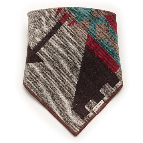 RUTH&BOAZ Wool Blend Ethnic Inca Pattern Snap On Dog Bandanas (A-brown,S), Small
