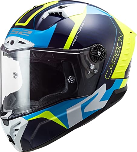 Image of LS2 108058026XL Motorcycle Helmet Full Face FF805 Thunder C Racing1, Unisex, Blue/Yellow, XL