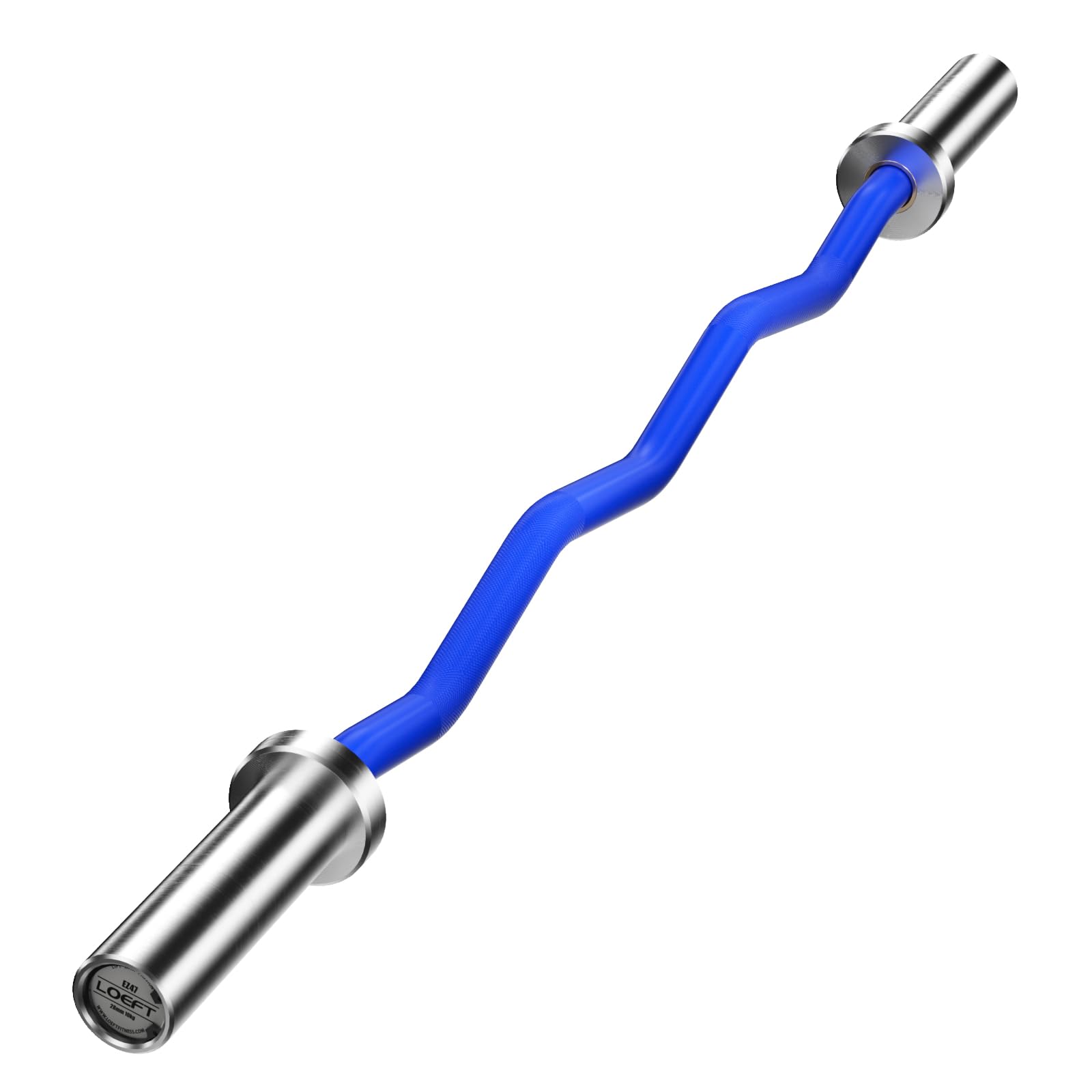 LOEFT Olympic EZ Curl Bar 47" Curling Bar 4ft Gym Weight Barbell Ceramics/ Chrome Finish 22 Lbs, 500 Lbs Capacity with 2 Needle Bearings for Weightlifting, Hip Thrusts, Squats and Lunge, for 2 Inch Weight Plates