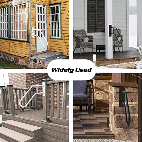 Wall Mount Handrail For Outdoor Steps, Upgraded All-Weled Stair Railing For 1-3 Step Stairs With Matte Black Finished, Great For Outdoor And Indoor Use For Garden, Yard, Porch And Garage #TOP4