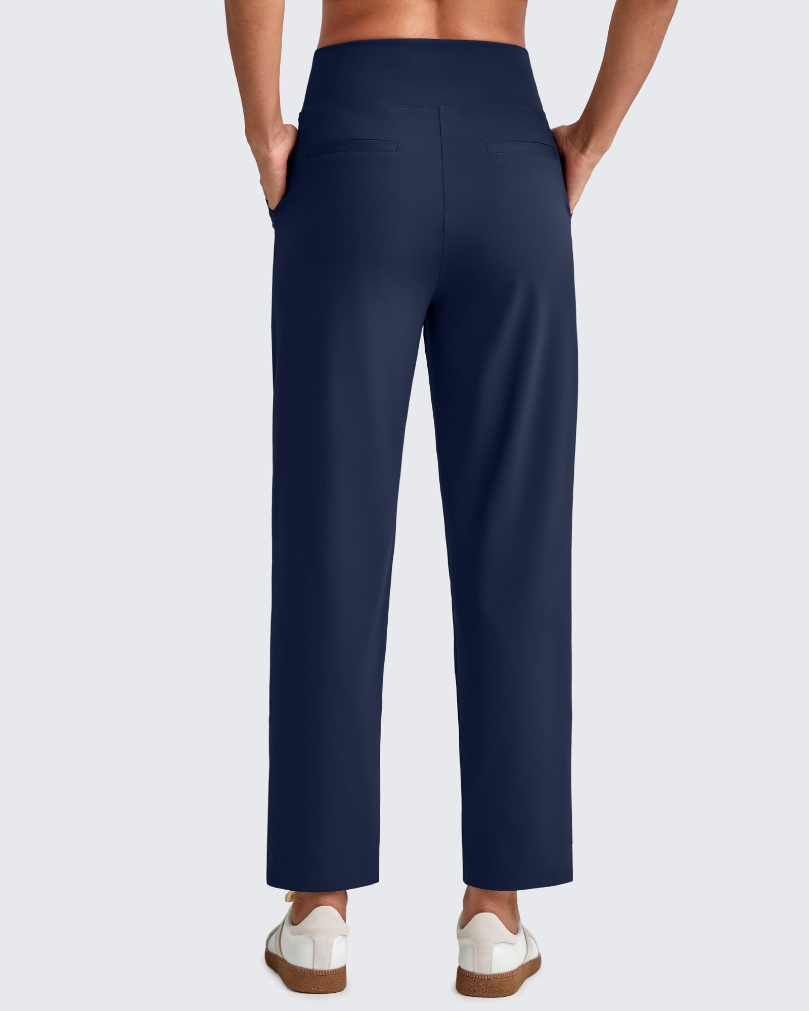 G4Free ShiftReady Pantalon de yoga extensible avec poches pour femme | Deux poches latérales, braguette synthétique, jambe droite, élégante et drapée, absorption de l'humidité, infroissable