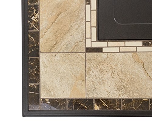 Hiland Gft-51030A Patio Fire Pit Propane Heater W/Glass, Square, Mocha #TOP3