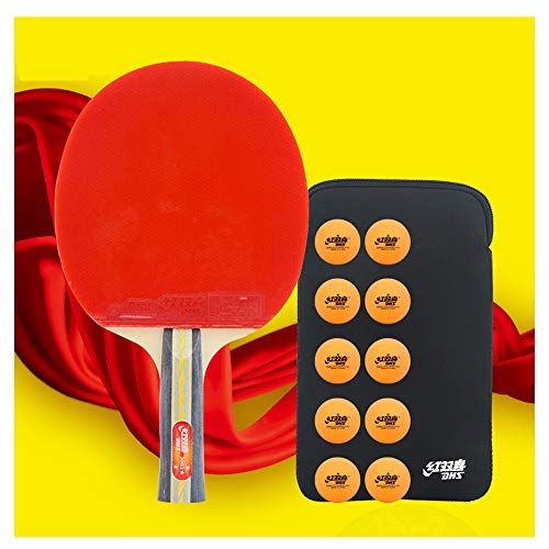 SSHHI 3 Estrellas Raquetas de Tenis de Mesa,Agarre Antideslizante, para Las Escuelas Y Clubes, Moda/Como se muestra/mango largo