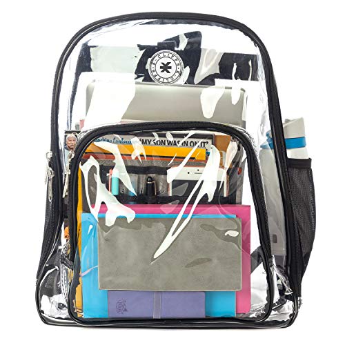 K-Cliffs Heavy Duty Clear Backpack Quality See Through Student Bookbag Durable Pvc Travel Transparent Workbag Stadium Security Bag | Black #TOP2