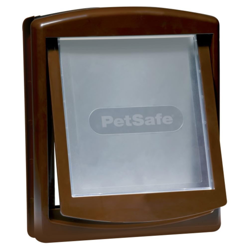 PetSafe Staywell Haustiertüre Original – Mit 2 Verschlussoptionen, Größe M, Braun