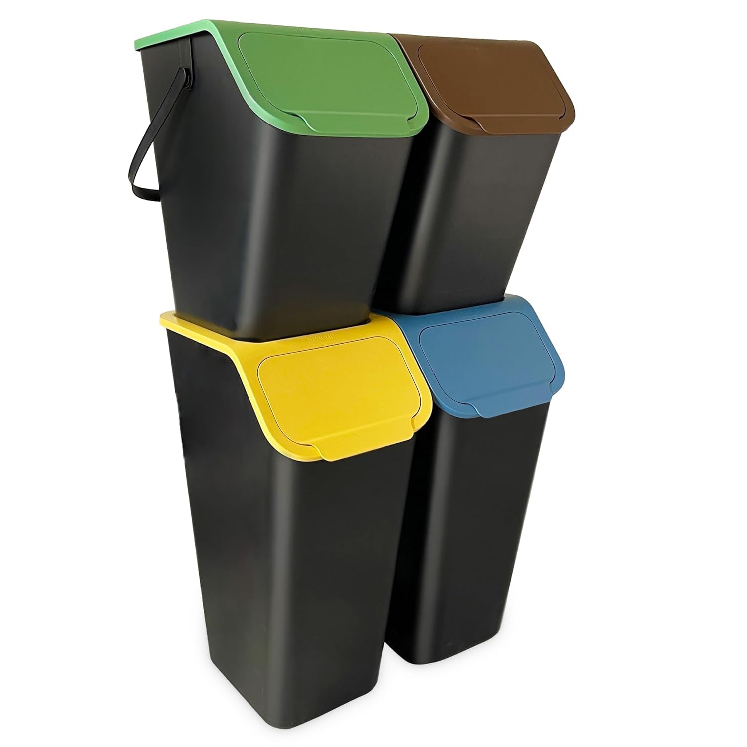 Go Practic Kitchen Bin, Set of 4: 2x 25L / 2x 35L, For Plastic, Glass, Paper and Bio, Recycling, Waste Sorting Bins, With Click Lid, Container Trash Can, Under Sink Kitchen Bins, + Filters โ image 1