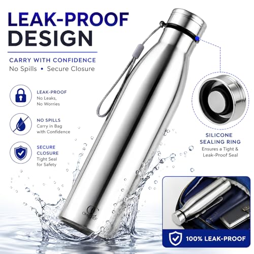 Image of Omichef Stainless Steel 1000ML Single Walled & Fridge Water Bottle Ideal For Yoga /Gym /Sports /Home /Office And BPA Free & Leak-Proof (Pack of 4)