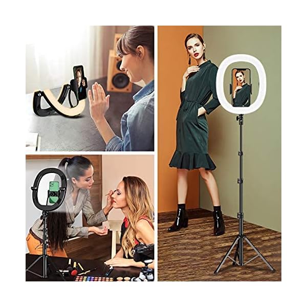 Babacom 10,2" Ringlicht mit Stativ und Handyhalter, Tragbare Faltbare Ringleuchte mit Tasche & Fernbedienung, 3 Farbe & 10 Helligkeitsstufen, 0,45-1,27M Kamera Stativ für YouTube/Facebook/Vlog – Bild 4