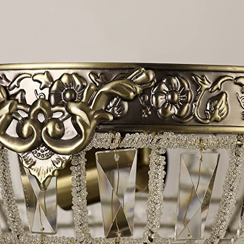 Firvre Retro Crystal Ceiling Light Adjustable Hanging Antique Bronze Ceiling Lighting Fixture French Empire Palace Luxury Chandelier E26 For Living Room Bedroom Bathroom Hotel #TOP4