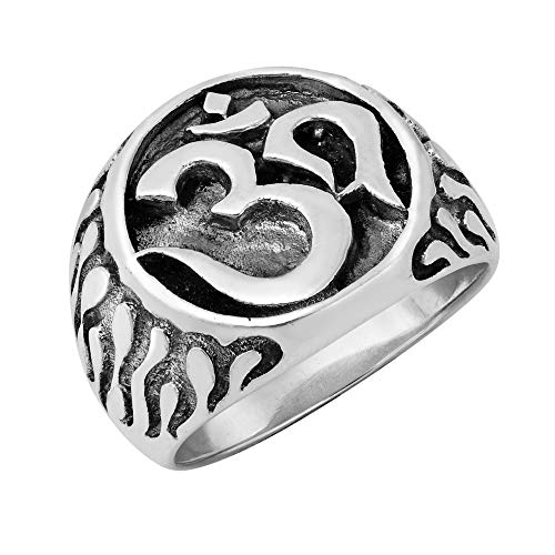 AeraVida Flaming Aum or Om Symbol Detailed .925 Sterling Silver Ring (9)