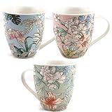 große tasse blumentopf MATERIAL: New Bone Porzellan MAIKAI 3er Set XL Jumbotassen Blumen Pastell Große Kaffeebecher Ca. 450ml Weiß 3 Unterschiedliche Farben Kaffeetasse Tasse Jumbo Modern Rosa Blau Grün