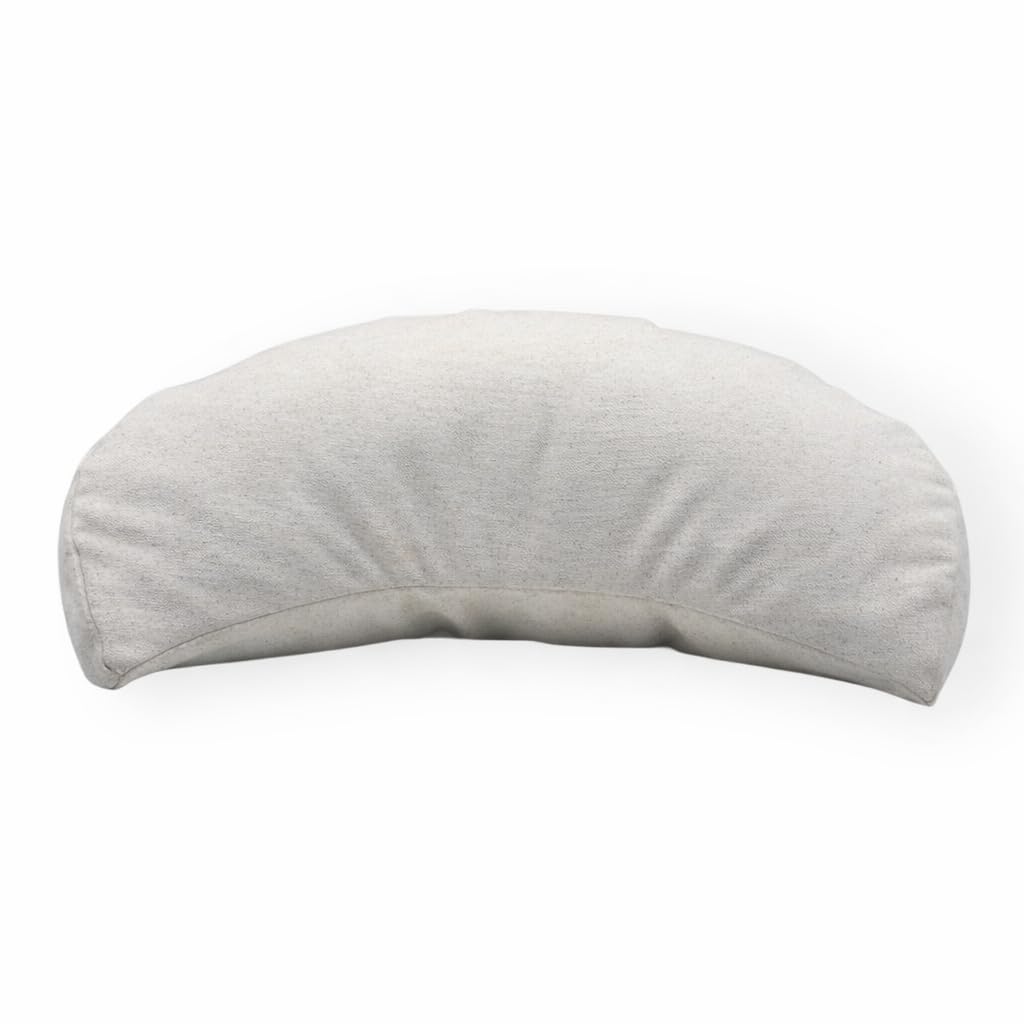 Zafú Media Luna para Yoga, Cojín de Meditación – Sand | Cojín zafú ergonómico de algodón, relleno de cáscara de trigo sarraceno y funda lavable. 40 × 14 cm. Hecho en España.