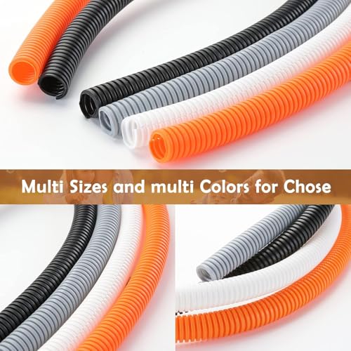 Image of ZhiYo 20FT 3 /4 inch Wire Loom Split Tubing Auto Wire Conduit | Flexible Cover, High Temperature Heat Resistant -40F to 257F, Plastic Cover for Electrical Wires & Cables