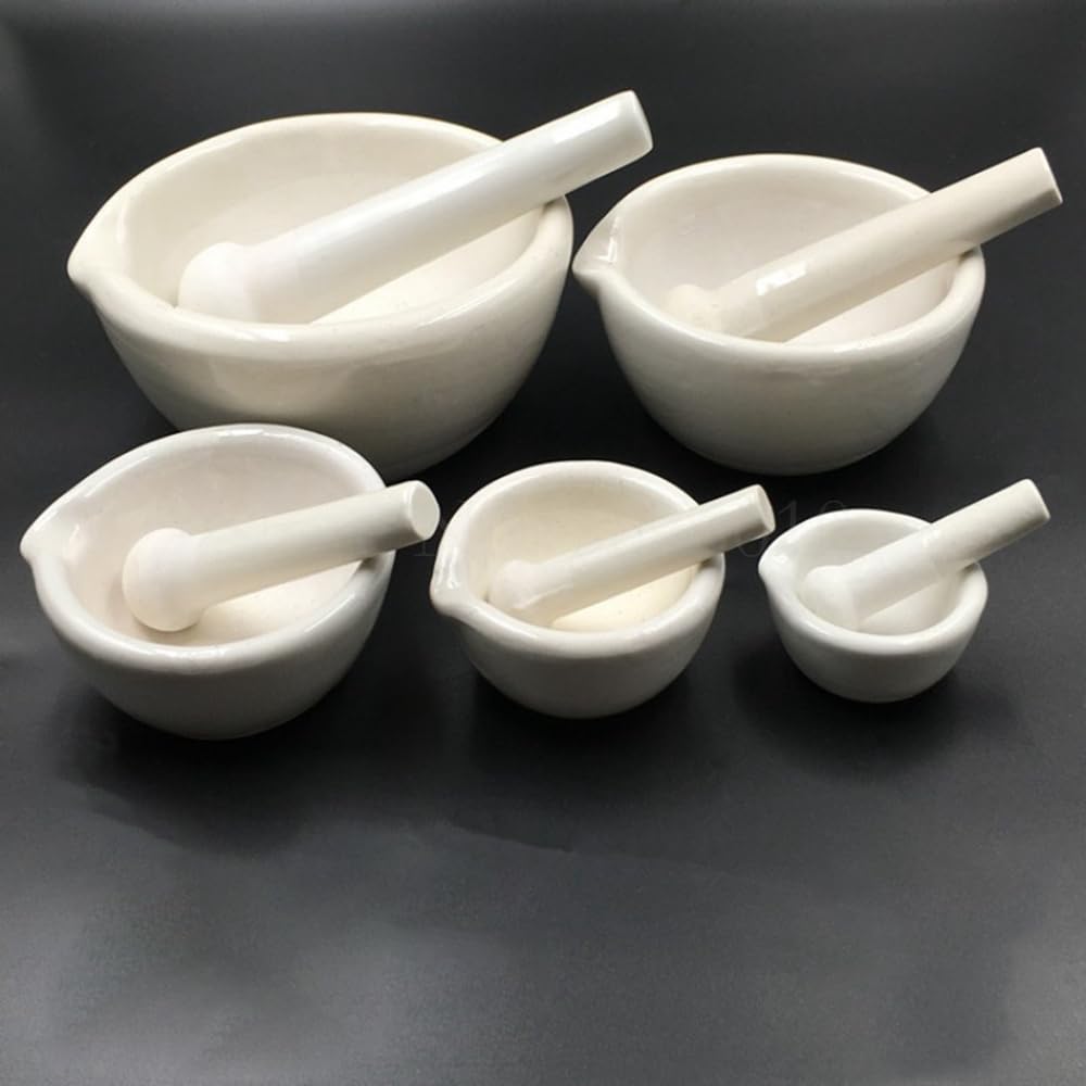 Mortaio con Pestello 1 pz 60mm 80mm 100mm 130mm 160mm Set di Mortaio e pestello in Porcellana Bianca for miscelazione e macinazione Mortaio(160mm)