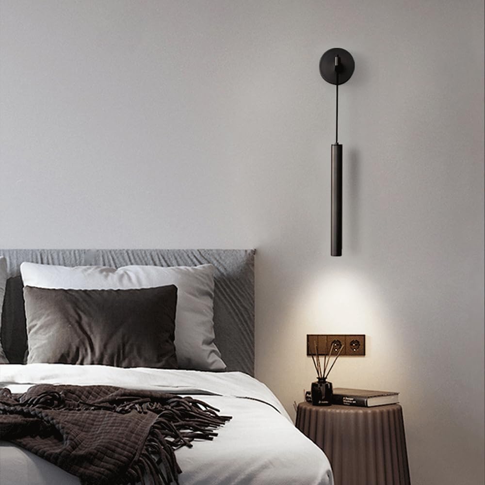 Home Decoration Long Tube Sconces Wall Lighting Linear LED Light Fixture Wall Mounted Bedside Lamp Wall Hanging Farmhouse Mid Century Modern Black Wall Sconces for Bedroom Hotel