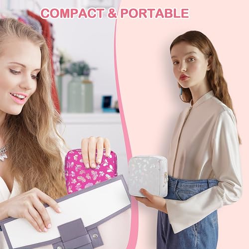 Image of Likesing Tampon Holder for Purse, Leather Sanitary Napkin Storage Bag Period Bag Gift for Girls Women, Portable Sanitary Napkin Period Pad Pouch Tampon Bags for Purse(Rose red Butterfly)