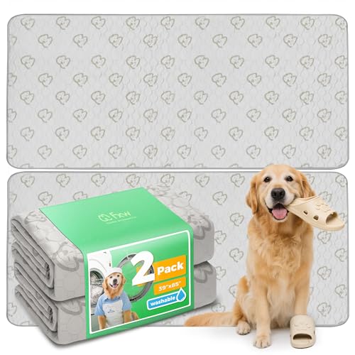 Image of FXW Washable Pee Pads for Dogs, Leak-Proof & Non-Slip, Specifically Designed for FXW Rollick /Homeplus 24inch 8 Panels Dog Playpen, 39 inch x 85 inch Rectangle, Khaki, 2 Packs