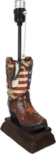 Miniatura 4 de Ebros Gift Casco de cuero sintético rústico occidental, patriótico, militar, águila calva, bandera estadounidense, soldado caído, con bota de