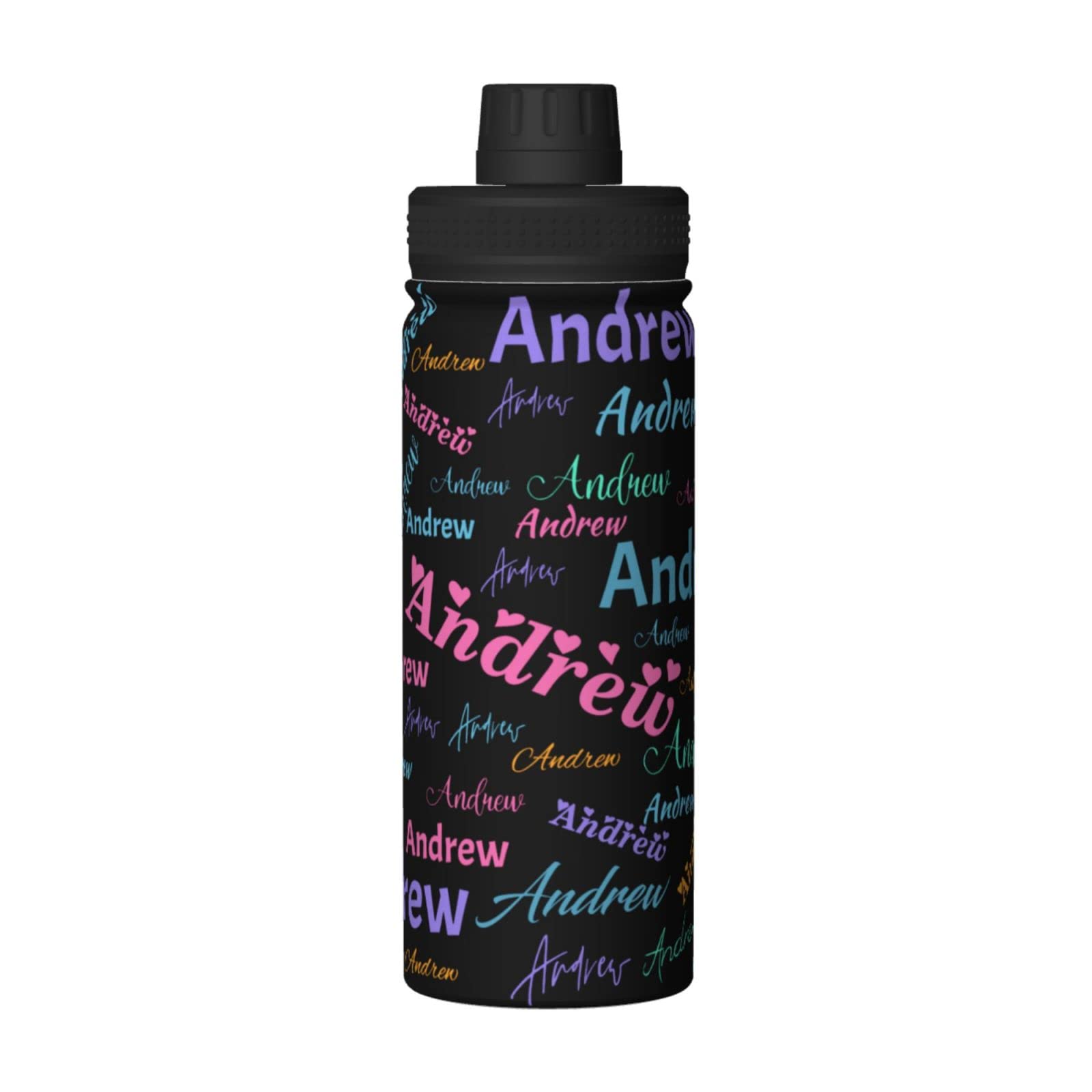 Naispanda Personalized Water Bottle with Name Text- 511ml Custom Stainless Steel Water Bottle with Face Photo Text Customized Double Wall Insulated Water Bottle Gift for Women Men (Name Custom-6) — image 1