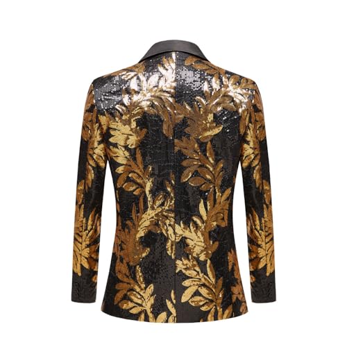 Gold Sequin Blazers for Men Party Lightweight Single Breasted Sports Jacket Coats for Wedding,Prom2