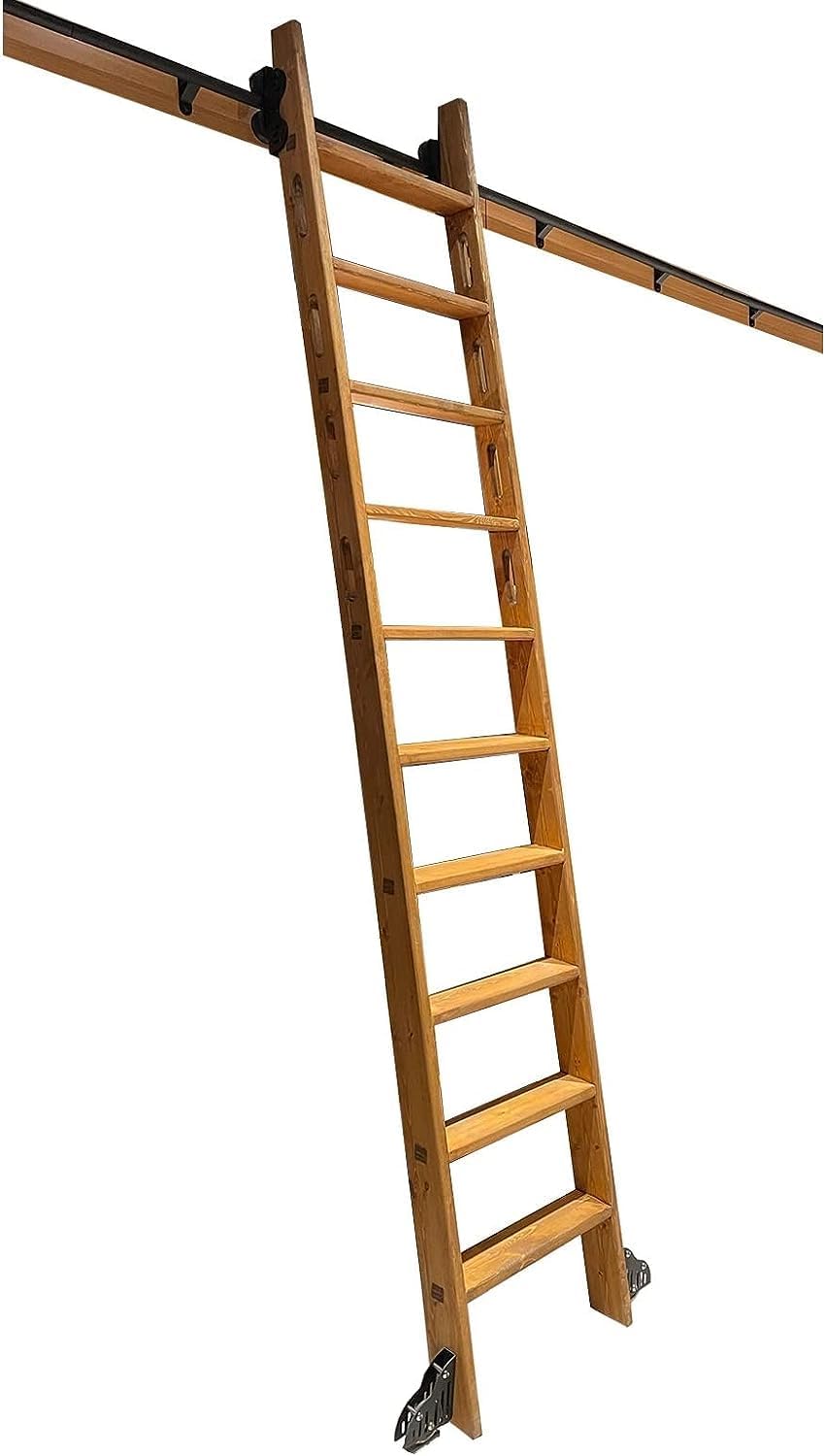 Heavy Duty Rolling Library Ladder Hardware Kit Sliding Rail System for Bookshelves & Warehouses Carbon Steel Slide Tracks Easy Installation Smooth Glide