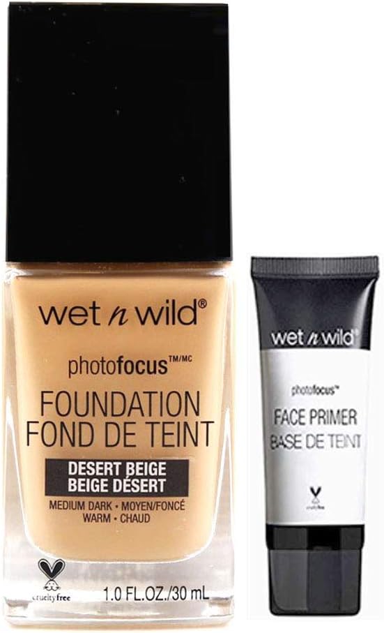 Wet Wild Photo Focus Foundation Bonus Free Mini Primer (Desert Beige 372C)