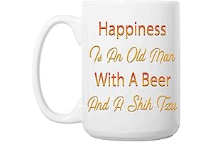 Humorous Gift Idea Unique Gift Idea for Shih Tzu Lovers: Old Man and Beer Drinking