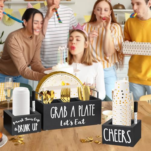 Paperplateholderswith2cupholdersandmarkerswoodpaperplatedispenserkitchenutensilholderpaperplateorganizerforcountercutlerycaddynapkinholderforpartycampingpicnicblack Urban Country Home Decor Paper plate holders with 2 cup holders and markers wood paper plate dispenser kitchen utensil holder paper plate organizer for counter cutlery caddy napkin holder for party camping picnic black urban country home decor