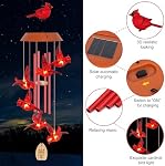 Solar Wind Chimes for Outside, Cardinal Wind Chimes Outdoor Gifts for Women/Mom/Grandma, 35" LED Windchimes Outdoor Christmas Birthday Cardinal Gifts Memorial Gifts Home Garden Decor