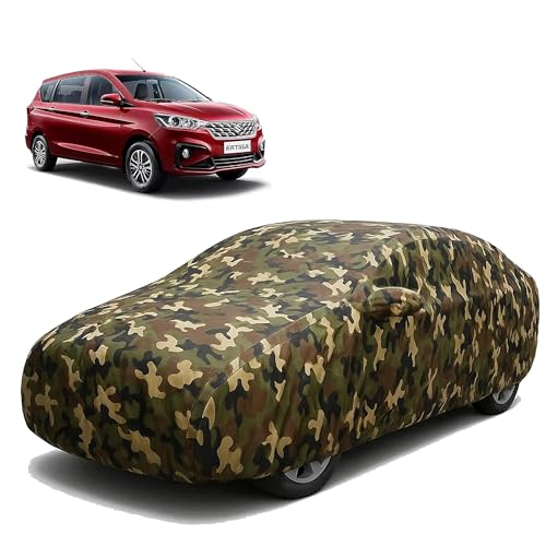 Image of Sulfar 100% Waterproof Car Body Cover Compatible with Mirror for Maruti Suzuki Ertiga with Long Lasting Durable Material (Triple Stitched, Full Bottom Elastic, Camouflage Army)