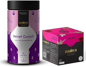 Innofus Herbal & Loose Leaf Tea Combo Pack | Tulsi Bae Tea Bags + Velvet Currant Tea | Immunity, Relaxation & Energy Support | Brew Hot or Cold | Makes 90+ Cups | Low Caffeine
