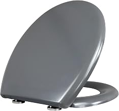 Toilet Seat with Soft-Close Mechanism, Duroplast Toilet Lid with Quick Release, Standard O-Shape Toilet Lid, Sturdy Toilet Seat, Easy to Clean, Easy Assembly, Grey