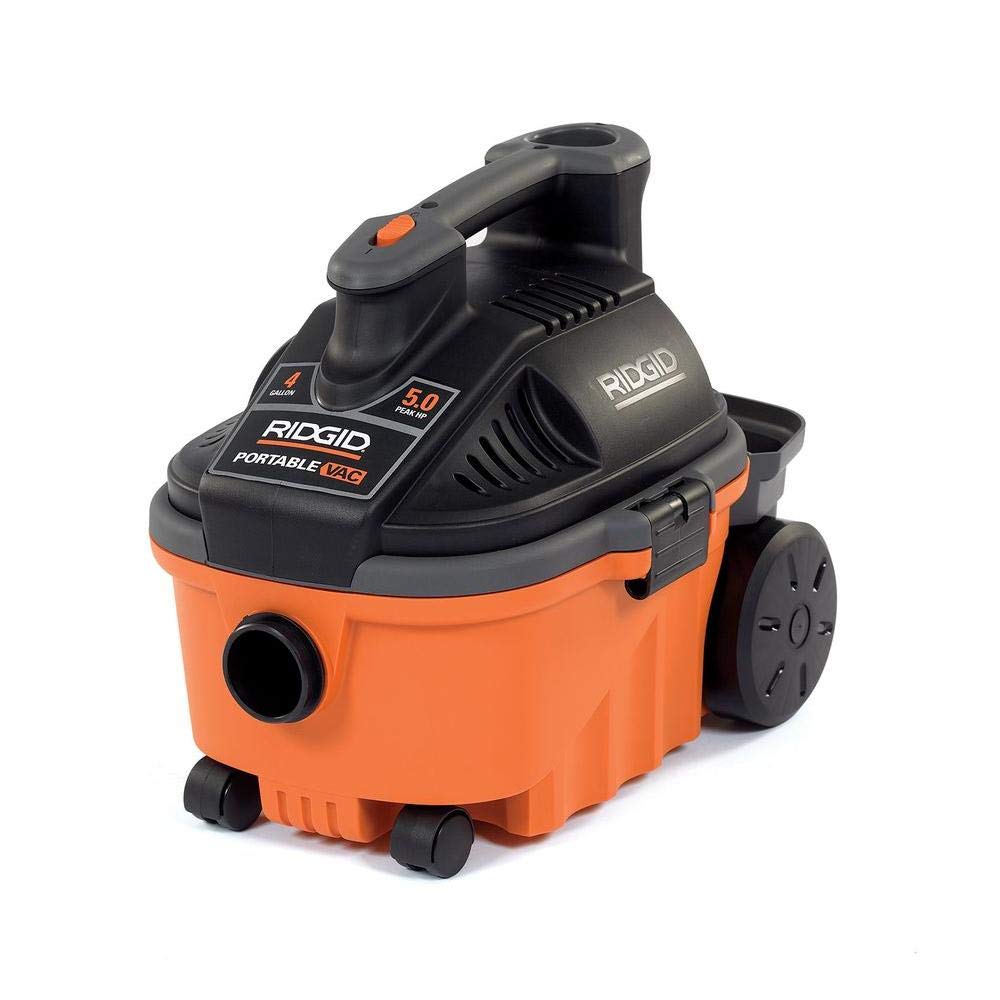 RIDGID 4 Gal. 5.0-Peak HP Wet Dry Vac with Bonus 14 ft. Tug-A-Long Hose