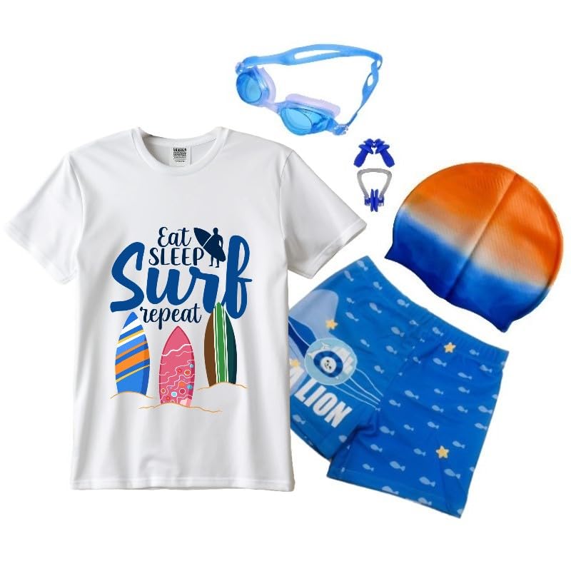 Image of Swimming Costume for Kids Boys (Style-P15, Assorted Trunk Design /Color May Vary, Customize to Select Accessories)