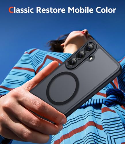 Image of FNTCASE for Samsung Galaxy S26 Case: Magnetic Matte Phone Cases with Screen Protector Drop Proof Compatible with Magsafe Slim Rugged Shockproof Protective Translucent Cell Cover (C-Frosted Black)