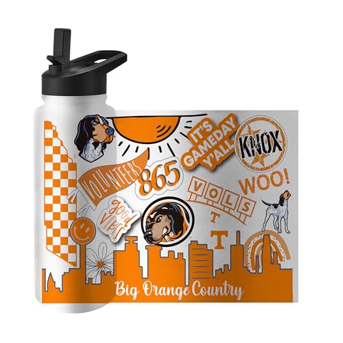 Image of Logo Brands NCAA Native 34 oz Quencher Water Bottle - | Local Icons Design | Double-Wall Insulated| Leak-Proof Lid & Built-In Straw