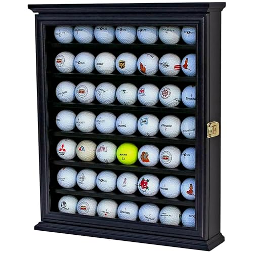 DisplayGifts 49 Golf Ball Display Case Cabinet Wall Rack Holder Frame with 98% UV Protection Acrylic Door Lockable Great Golfers Gift Black Finish product thumbnail 8